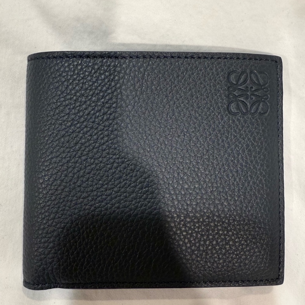 Loewe Navy Wallet with Pebbled Leather